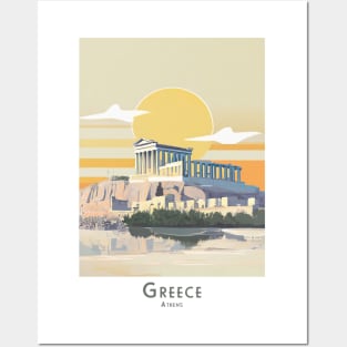 Sunset Over the Acropolis in Athens Greece Posters and Art